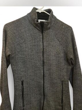Columbia size Smal Herringbone Zip-Front Fleece Jacket in Black & White